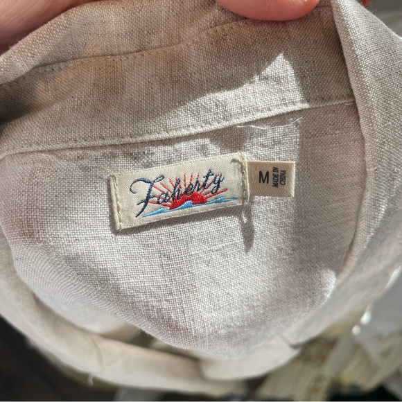 Faherty Summer Sands Linen Camp Shirt In Fog M - Picture 3 of 5